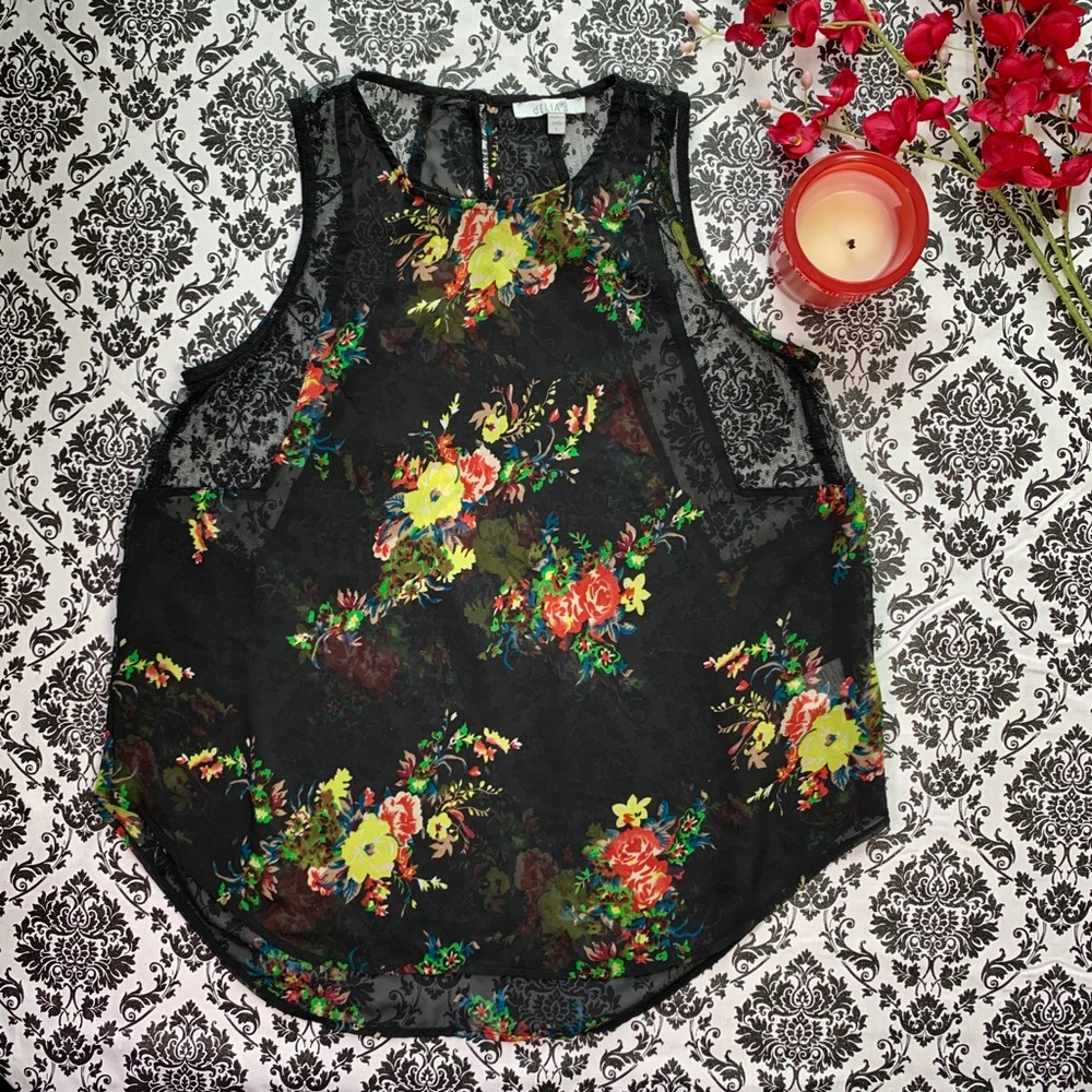 dELiA*s | Floral Sheer Sleeveless Top